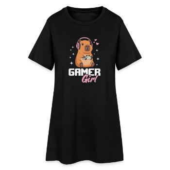Capybara Gamer Girl Gaming Girl Jeux vidéo - Robe T-shirt Femme - noir - Devant