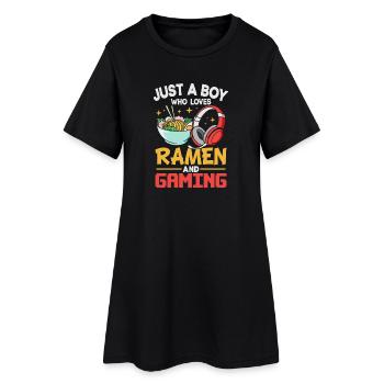 Gaming Gamer Anime Ramen Jeux Vidéo Gamer - Robe T-shirt Femme - noir - Devant