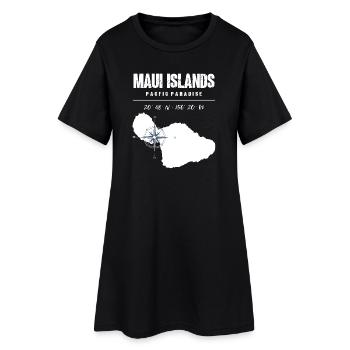 Conception de boussole de l’île de Maui avec coordonnées Vintage - Robe T-shirt Femme - noir - Devant