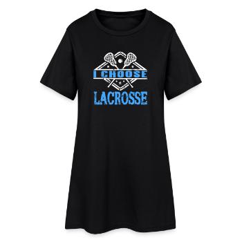 I Choose Lacrosse Player Sport Statement Fan - Frauen T-Shirt-Kleid - Schwarz - Vorne