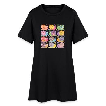 Colorful Kawaii Snail Pattern Pastel Colors - Women’s T-Shirt Dress - black - Front
