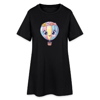Ballon pastel avec couronne florale - Robe T-shirt Femme - noir - Devant