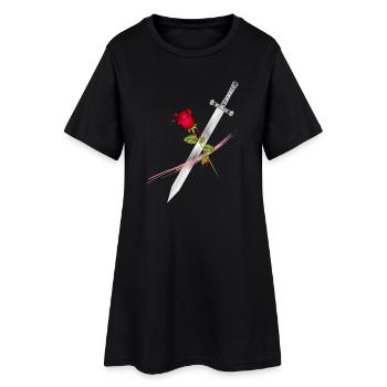 Épée à la rose – Puissance symbolique et élégance - Robe T-shirt Femme - noir - Devant