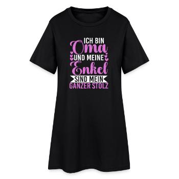 Bin Oma Und Meine Enkel Sind Mein Ganzer Stolz - Frauen T-Shirt-Kleid - Schwarz - Vorne