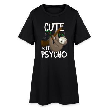 Paresseux mignon mais psychopathe fou - Robe T-shirt Femme - noir - Devant