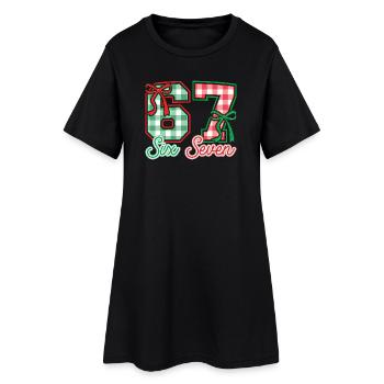Festliche 67 Gingham-Bögen - Frauen T-Shirt-Kleid - Schwarz - Vorne
