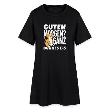 Bonjour chat de glace très mince - Robe T-shirt Femme - noir - Devant