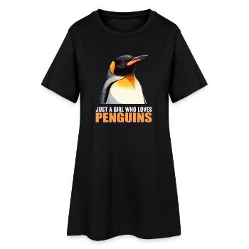 Pinguine Pinguin - Frauen T-Shirt-Kleid - Schwarz - Vorne