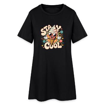 Retro Eiscreme - Frauen T-Shirt-Kleid - Schwarz - Vorne