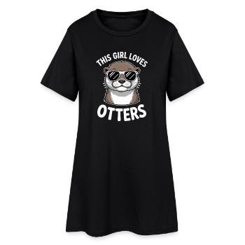 Otter Spruch Mädchen Lustiges Otter Geschenk - Frauen T-Shirt-Kleid - Schwarz - Vorne