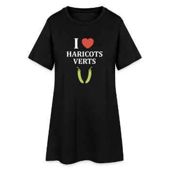 haricot vert - Robe T-shirt Femme - noir - Devant