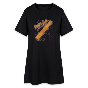 Holzlatte mit Konfetti-Herzen (MoPraLa) - Frauen T-Shirt-Kleid - Schwarz - Vorne