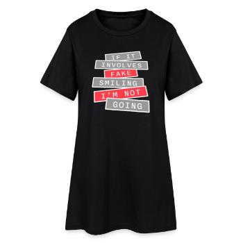 S’il s’agit d’un faux sourire, je ne vais pas m’introver - Robe T-shirt Femme - noir - Devant