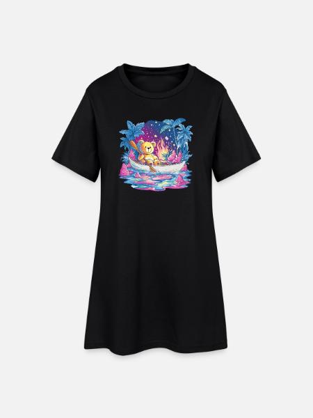 Teddy Boottraum Unter Sternenhimmel - Frauen T-Shirt-Kleid - Schwarz