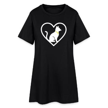 Chat Coeur Silhouette Mignon Cadeau d’Amoureux des Animaux - Robe T-shirt Femme - noir - Devant