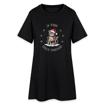 Chat avec des guirlandes lumineuses Noël Noël chat - Robe T-shirt Femme - noir - Devant