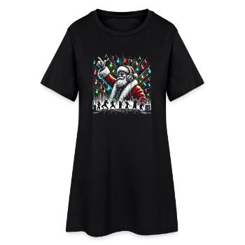 DJ Santa Party Beats - Frauen T-Shirt-Kleid - Schwarz - Vorne