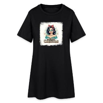 T-shirt pin-up de Noël rétro - Robe T-shirt Femme - noir - Devant