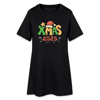 Noël 2025 Lettrage de Noël coloré - Robe T-shirt Femme - noir - Devant
