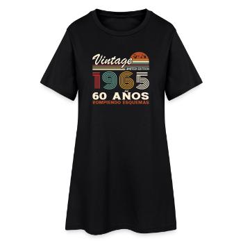 60 ans 1965 anniversaire rétro vintage - Robe T-shirt Femme - noir - Devant