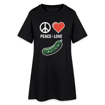 Peace Love Cucumber Drôle de cornichon Dicton - Robe T-shirt Femme - noir - Devant