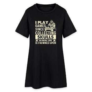 Ich spiele Spiele, weil das Sammeln von Schädeln verpönt ist - Frauen T-Shirt-Kleid - Schwarz - Vorne
