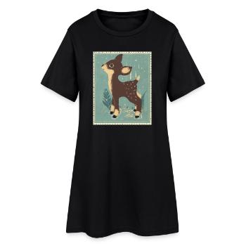 Deer in the retro forest - Women’s T-Shirt Dress - black - Front