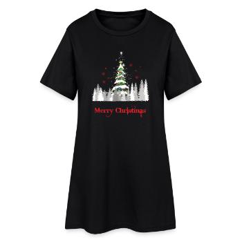 Glitter Christmas Tree Snow - Christmas Gift - Women’s T-Shirt Dress - black - Front