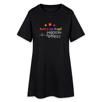 Tête Rétro, Coeur Moderne - Robe T-shirt Femme - noir - Devant