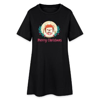 Hérisson Noël cocooning - Robe T-shirt Femme - noir - Devant