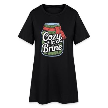 Cozy In Saumure Concombre Pot Humour d’hiver - Robe T-shirt Femme - noir - Devant