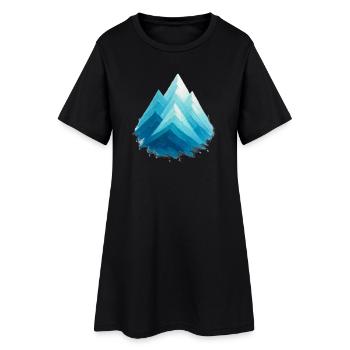 Sommets enneigés bleus aquarelle ski freeride - Robe T-shirt Femme - noir - Devant