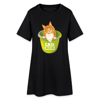 Un mignon chat roux jette un coup d’œil hors du seau - Robe T-shirt Femme - noir - Devant