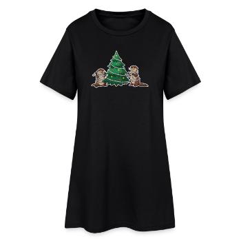 Arbre de Noël Otter - Robe T-shirt Femme - noir - Devant