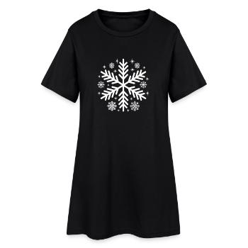 Flocon de neige Costume d’hiver Noël Assorti - Robe T-shirt Femme - noir - Devant