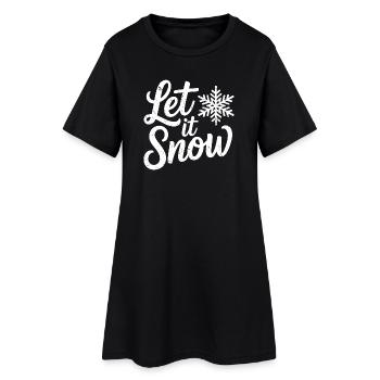 Lass es schneien Weihnachten Schneeflocke - Frauen T-Shirt-Kleid - Schwarz - Vorne