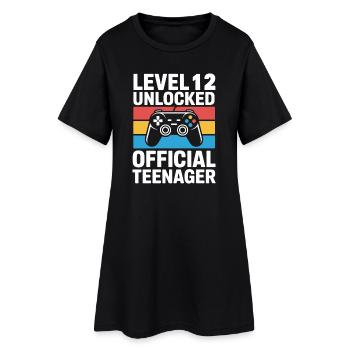 Level 12 Entsperrter offizieller Teenager - Frauen T-Shirt-Kleid - Schwarz - Vorne