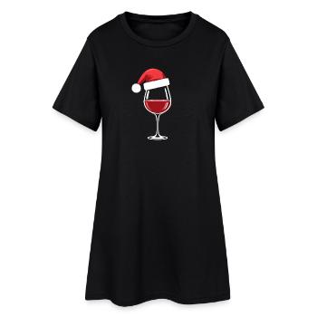 Joyeux Noël Verre de Vin Soirées Vin - Robe T-shirt Femme - noir - Devant
