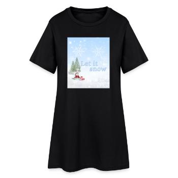 Que neige – Hiver magique | Merveille de Noël - Robe T-shirt Femme - noir - Devant