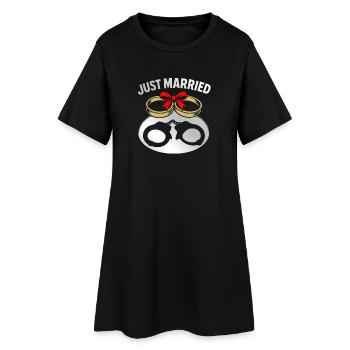 Juste marié Drôle Jeune marié Célibataire Bachelorette - Robe T-shirt Femme - noir - Devant