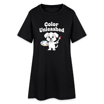 Farbfreigeist Hund - Frauen T-Shirt-Kleid - Schwarz - Vorne