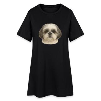Sanftes Shih Tzu Portrait - Frauen T-Shirt-Kleid - Schwarz - Vorne
