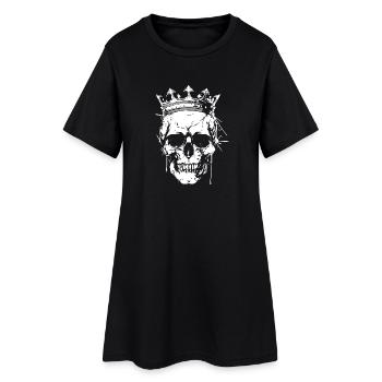 Krone Schädel Grafik - Frauen T-Shirt-Kleid - Schwarz - Vorne