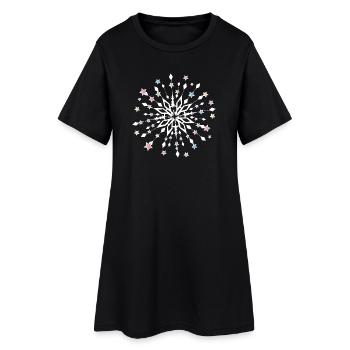 Weihnachtliches Sternenmandala mit bunten Sternen - Frauen T-Shirt-Kleid - Schwarz - Vorne