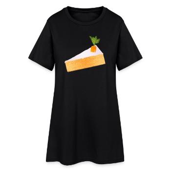 Saftiger Karottenkuchen mit witziger Deko - Frauen T-Shirt-Kleid - Schwarz - Vorne
