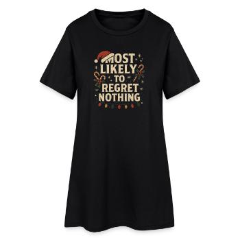 Weihnachten Spruch Humor Lustig Witzig Xmas X-mas - Frauen T-Shirt-Kleid - Schwarz - Vorne