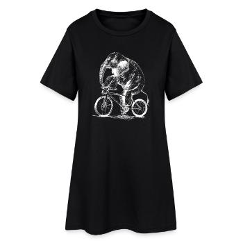 Éléphant à vélo - Robe T-shirt Femme - noir - Devant