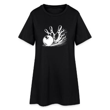 Dynamic Bowling Ball Throwing on Pins - Women’s T-Shirt Dress - black - Front