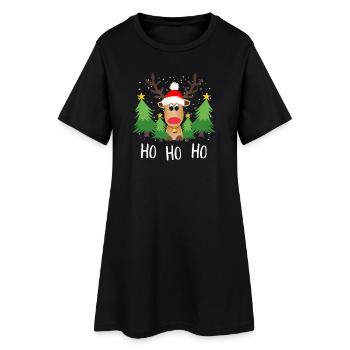 Sapins de Noël Reindeer Ho Ho Ho - Robe T-shirt Femme - noir - Devant