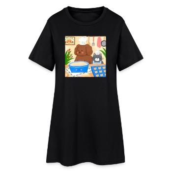 Illustration de boulanger mignon - Robe T-shirt Femme - noir - Devant
